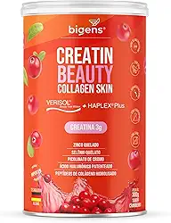 Creatin Beauty Collagen Skin, 3g de Creatina, Peptídeos de colágeno Verisol + Ácido Hialurônico Haplex Plus, 300g, Sabor Cranberry, Bigens