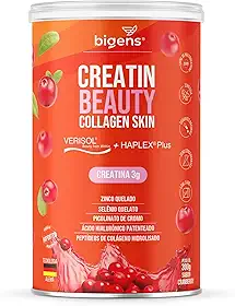 Creatin Beauty Collagen Skin, 3g de Creatina, Peptídeos de colágeno Verisol + Ácido Hialurônico Haplex Plus, 300g, Sabor Cranberry, Bigens