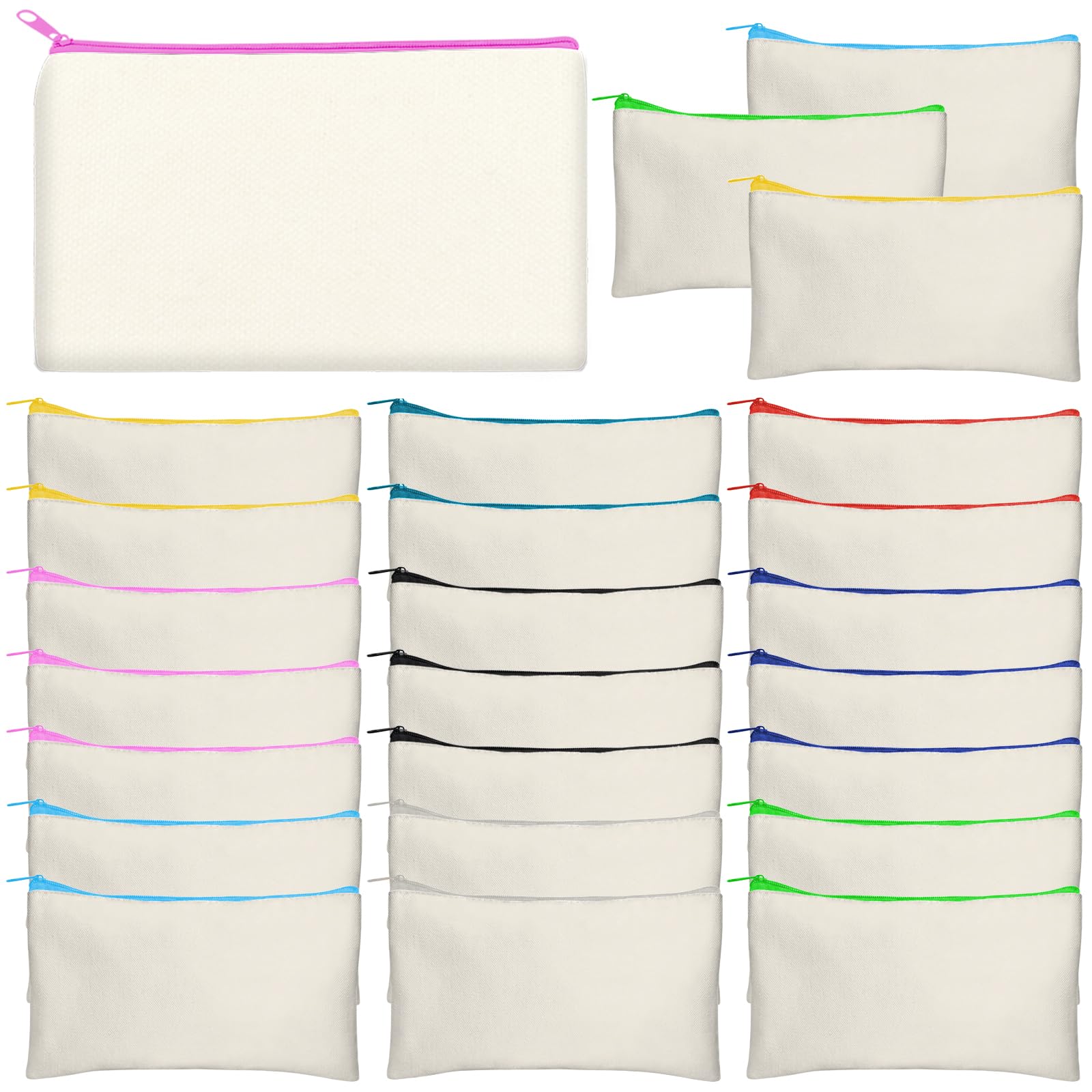 Legigo Blank Canvas Bag Zipper Pouch Makeup Bags Bulk - Multi-Purpose Canvas Pencil Pouch with Sturdy Zipper, Cosmetic Bag Travel Toiletry Bag for DIY