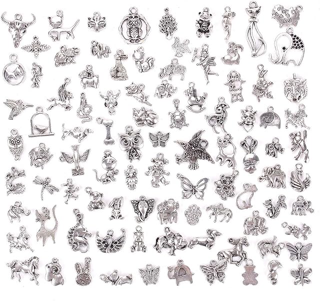 Juanya Wholesale 100 Pieces Mixed Animals Charms Pendants DIY for Jewelry Making and Crafting