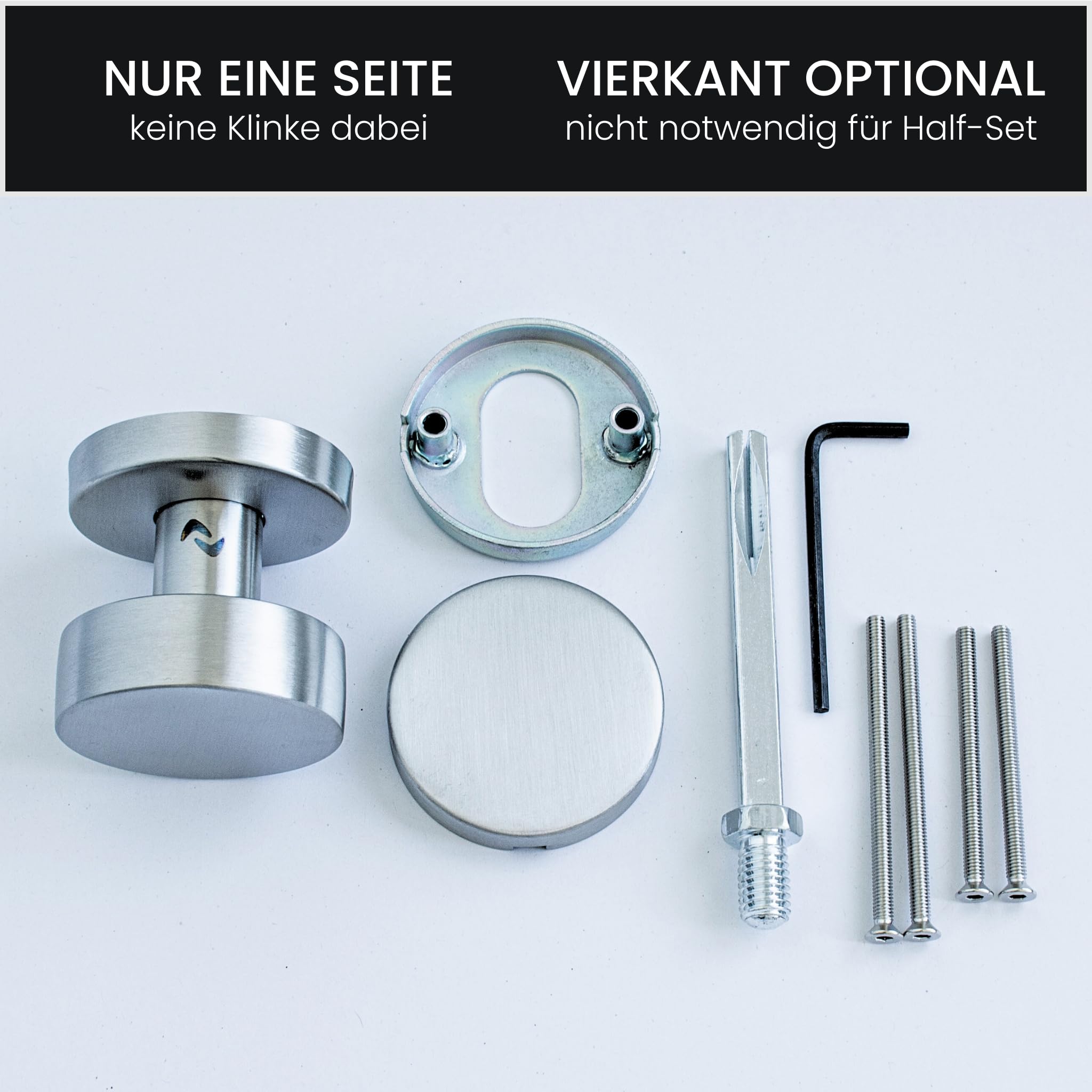 Sempro FIX Türknauf Edelstahl – feststehend, Schraubenabstand 38 mm, für Türstärken 38–55 mm – Halb-Set für Haustür & Innentür (1 Stück)