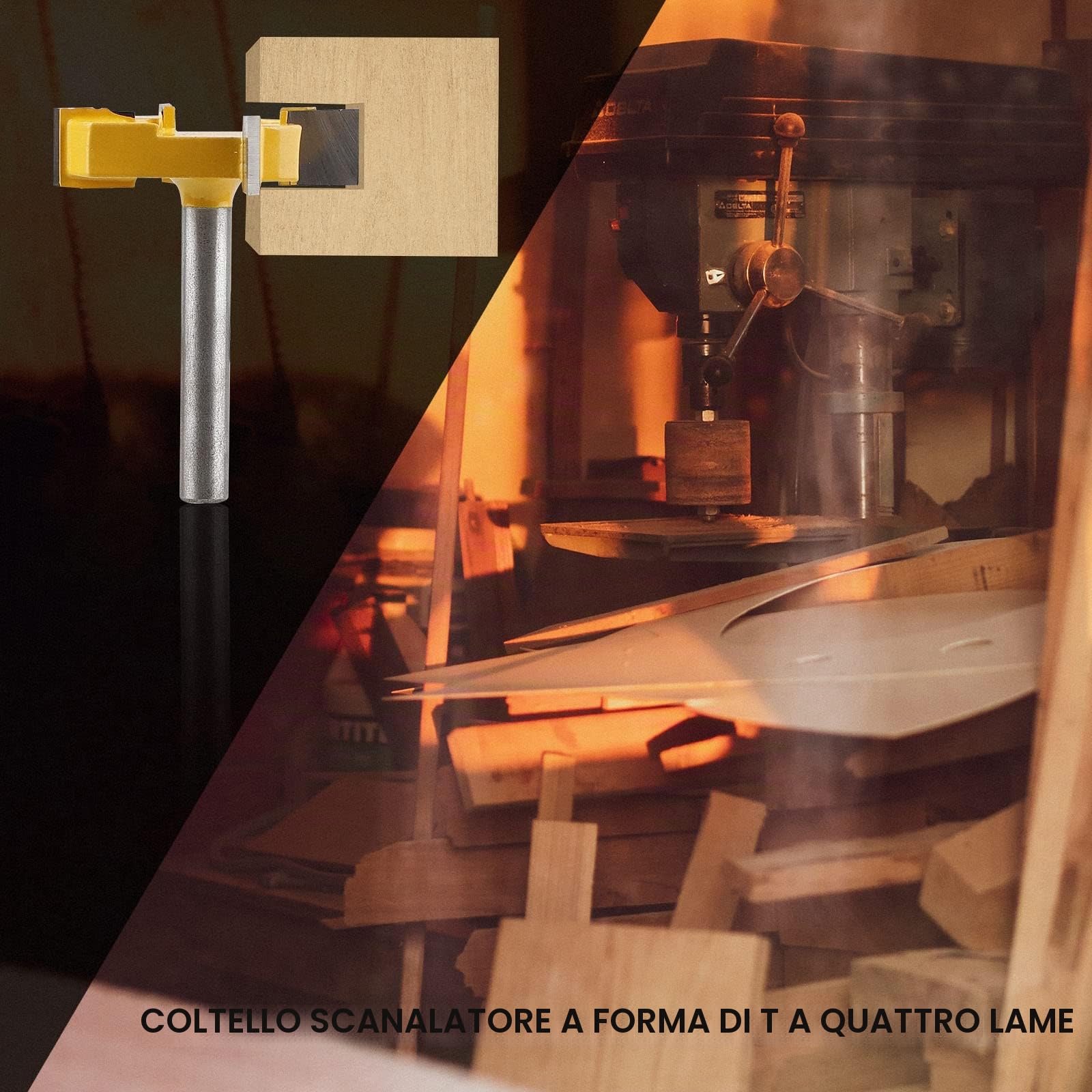 CPROSP Fresa per Spianare Legno, CNC Spoilboard Surface 8 mm, Fresa per Piano per Fresatrice Superiore, 4 Flauti, per la Pulizia del Pavimento, Lavorazione di Utensili e Scavo