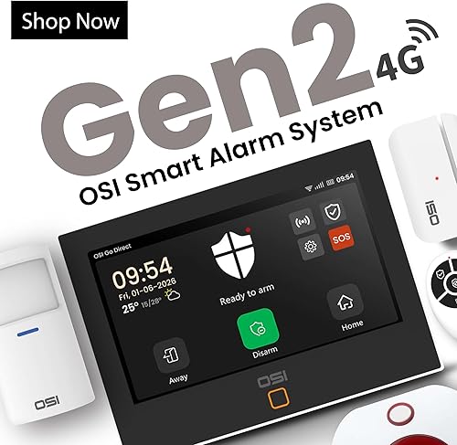 Miniatura 2 de OSI Sistema de alarma para seguridad en el hogar (Gen 2) 11 piezas. DIY, pantalla táctil, detección de movimiento, sensores de contacto, sirena