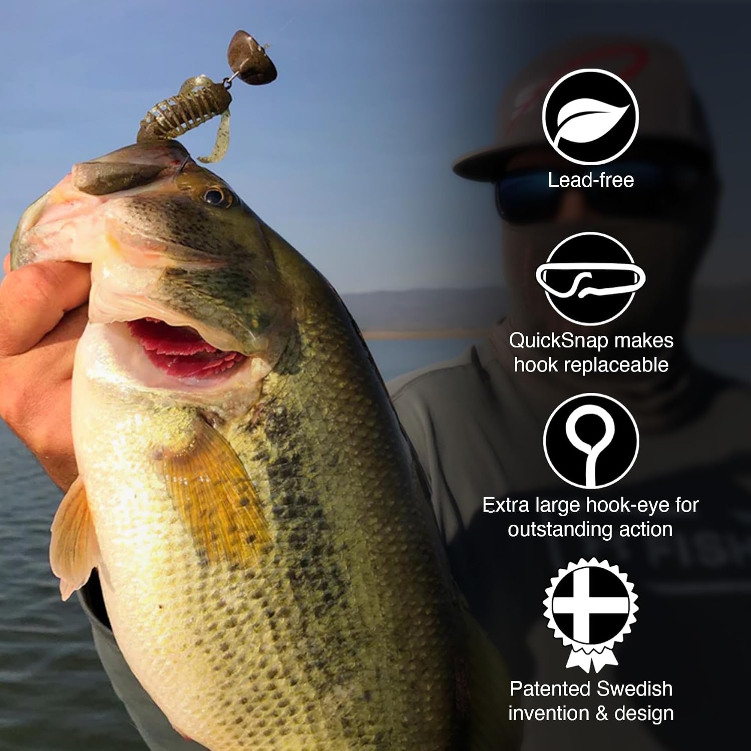 Headbanger RockerHead 3-Pack – Erratic Action Swing Jig Head for Bass Fishing – Zinc Football Jig with Interchangeable Weedless Hook – Hybrid Reaction Bait & Bottom Bouncer