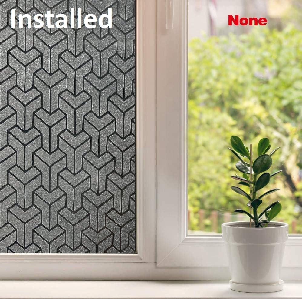 Image of Blackout Window Film, Sun Light Blocking Frosted Privacy Window Cling for Glass, Darkening Window Tint for Day Sleep, UV Blocking Static Cling Window Cover (24 X 100 Inch, 3D Plus Blackout)