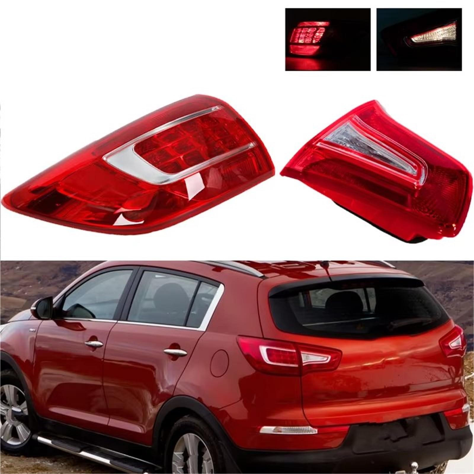 Genérico Piloto Trasero Para KIA Para Sportage R 2011 2012 2013 2014 Luz Trasera De Coche Parachoques Trasero Freno Conjunto Accesorios Luz Trasera Coche(Outside Right)