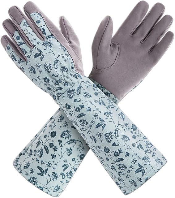 KAYGO Gardening Gloves Long Sleeve for Women Ladies, KG129LG,Synthetic Leather,Water Repellent, Ideal for Garden and Yard Work