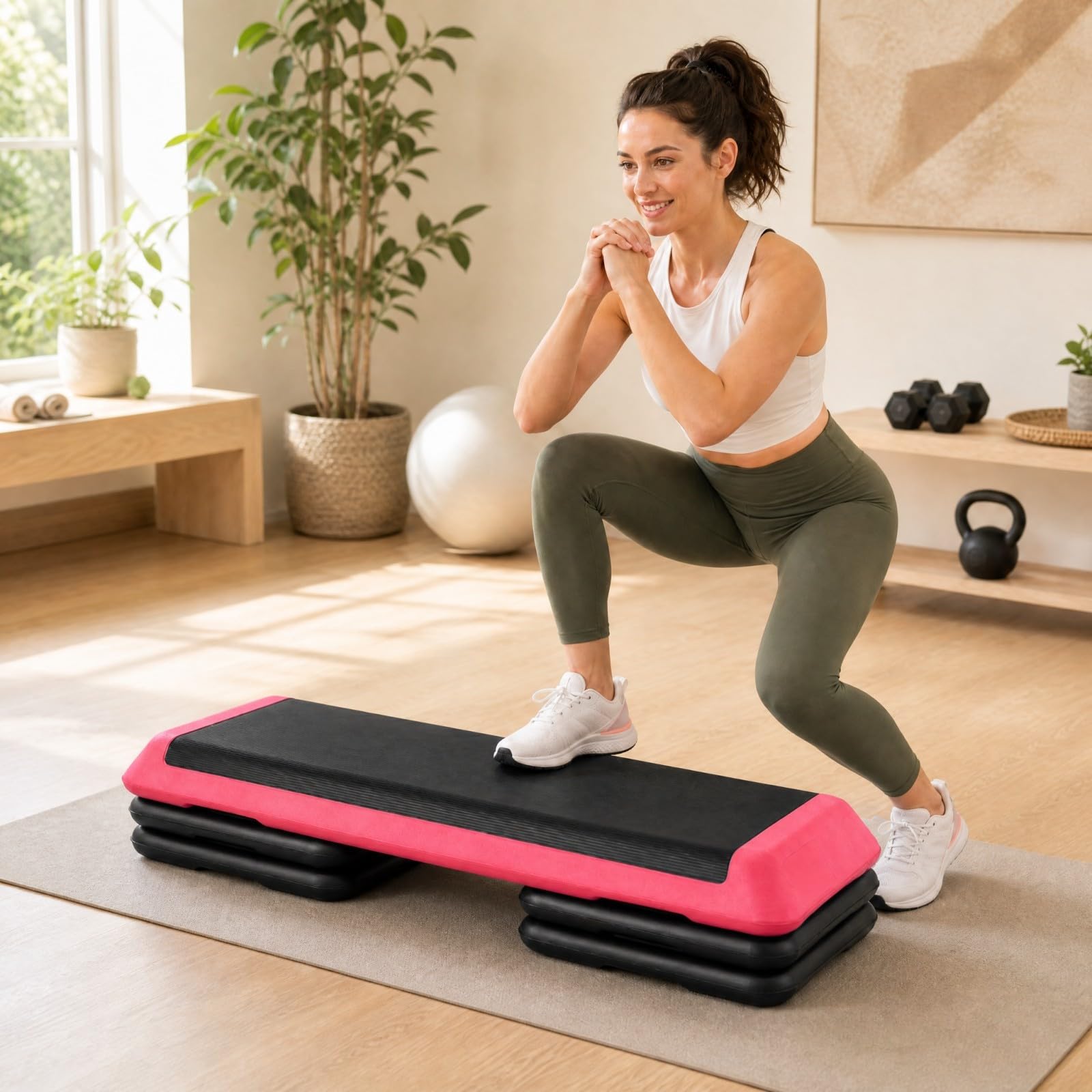 GYMAX Steppbrett Professional, 3 - Fach höhenverstellbar | Aerobic Stepper mit rutschfester Oberfläche, 150 kg belastbar, Fitness Stepper für Büro, Zuhause & Fitnessstudio