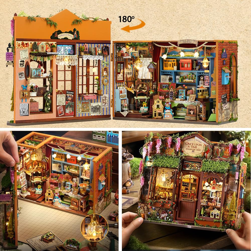 Miniaturowy zestaw do samodzielnego wykonania, drewniane, miniaturowe zestawy modeli, dla dorosłych, domek dla lalek ze światłem LED, kreatywne prezenty na Boże Narodzenie (sklep domowy)
