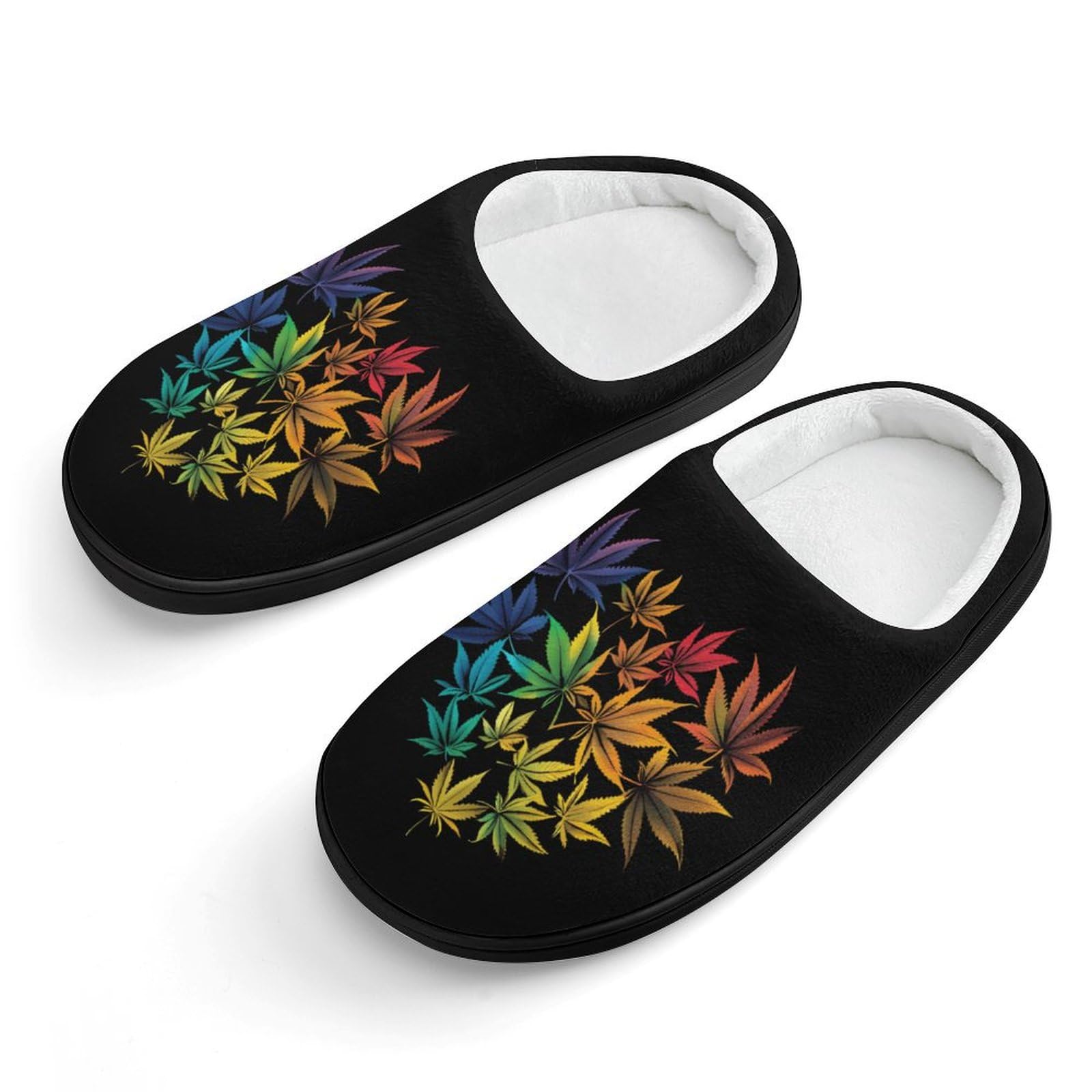 Rainbow Weed Heart Cute Cotton Slippers Anti-slip House Shoes Funny Slipper Indoor Outdoor