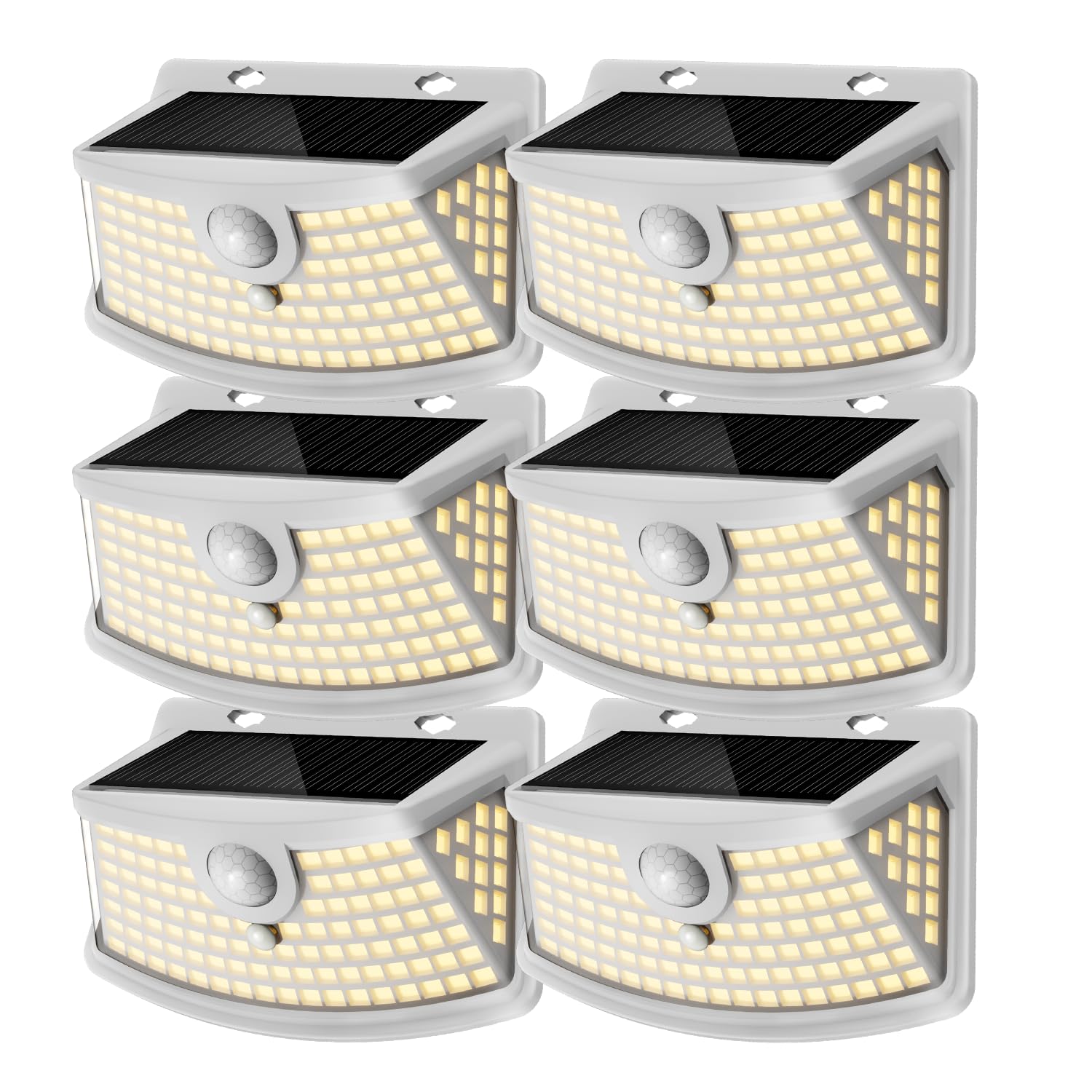 Aootek Solar Motion Sensor Lights Outdoor 120 LEDs, White, 6 Pack | Lights Reflector, 270° Wide Angle, IP65 Waterproof, Step Lights For Front Door, Yard, Garage, Deck
