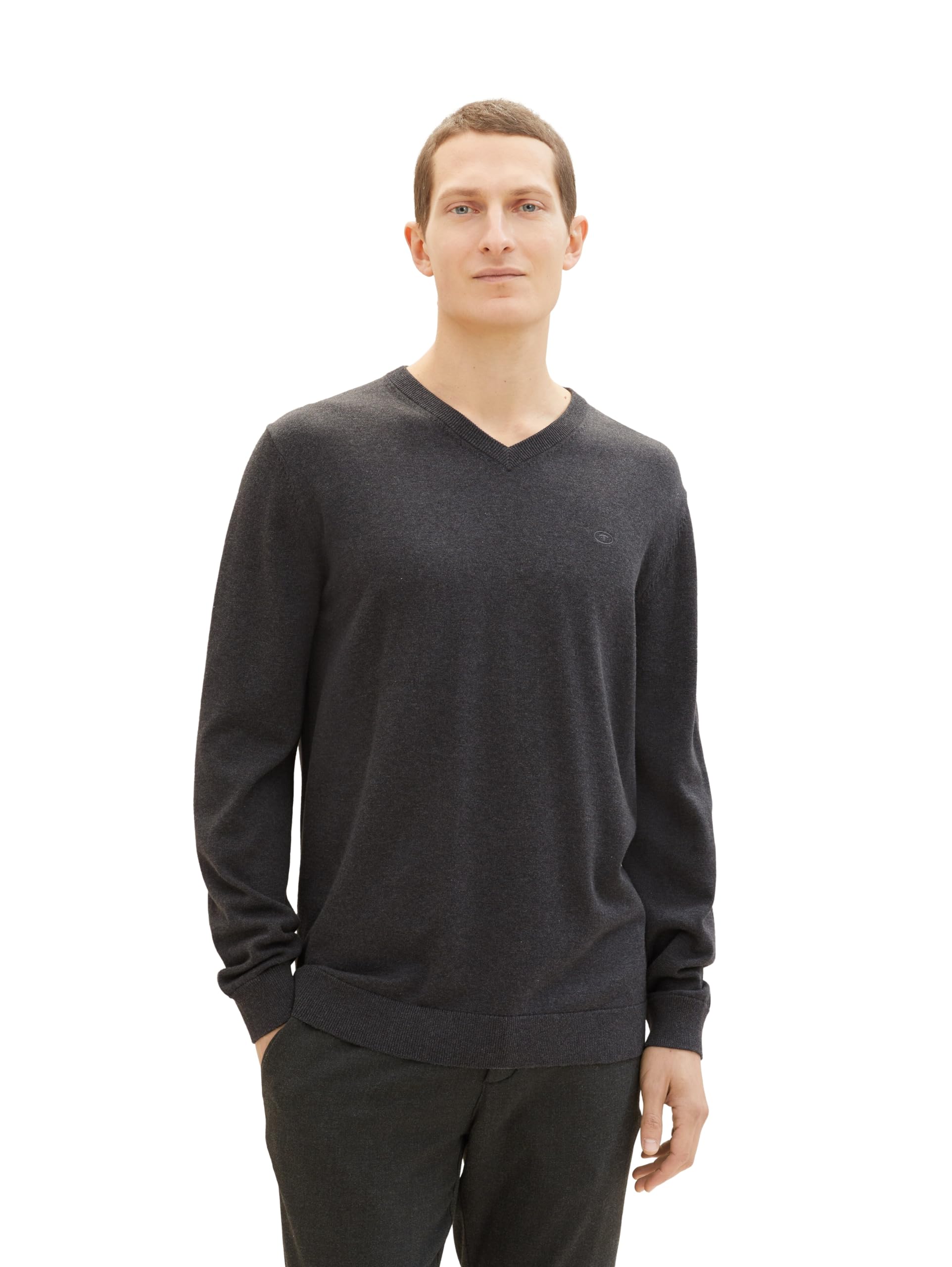 Tom Tailor Herren Basic Strickpullover mit V-Ausschnitt