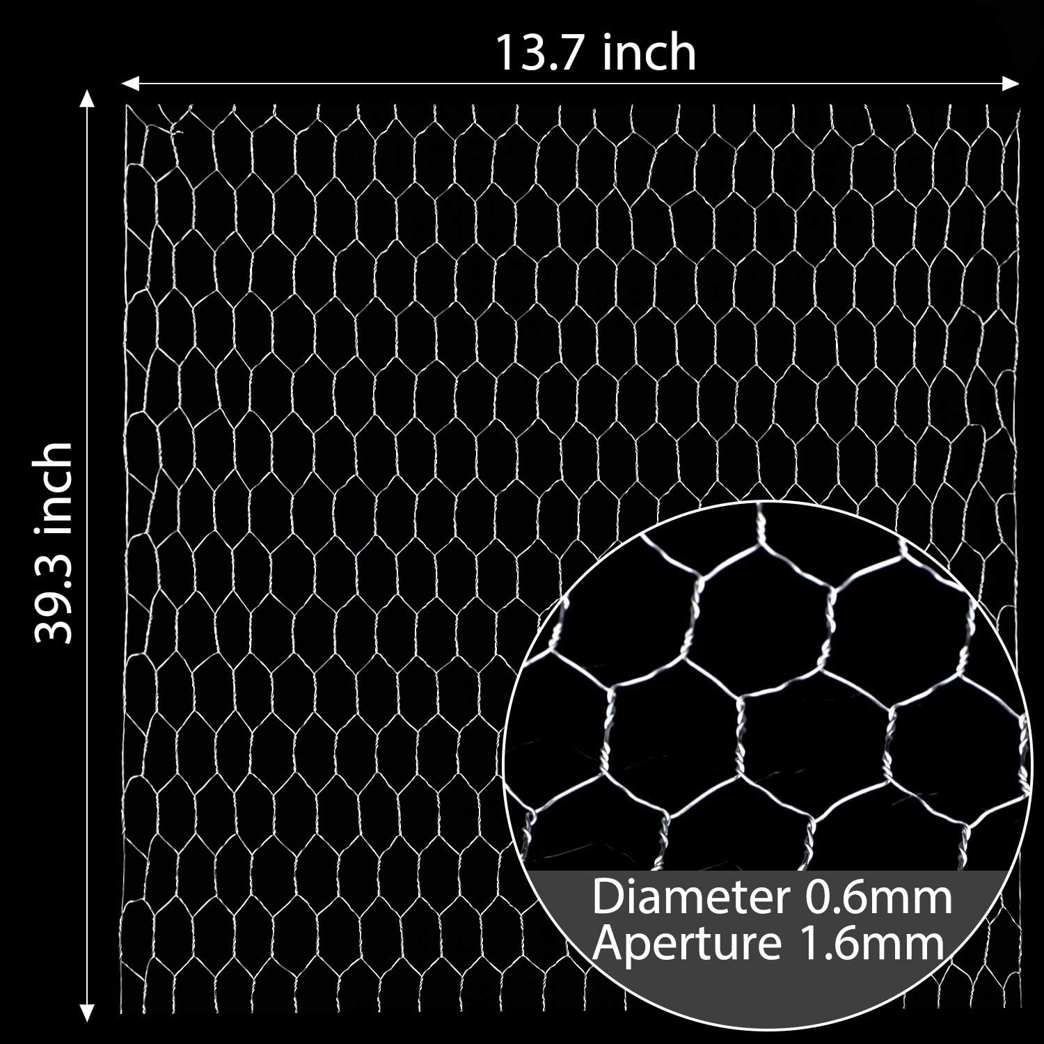 SATINIOR 2 Sheets Chicken Wire Net for Craft Work, Galvanized Hexagonal Wire Mesh (13.7 x 40 Inches, Sliver)