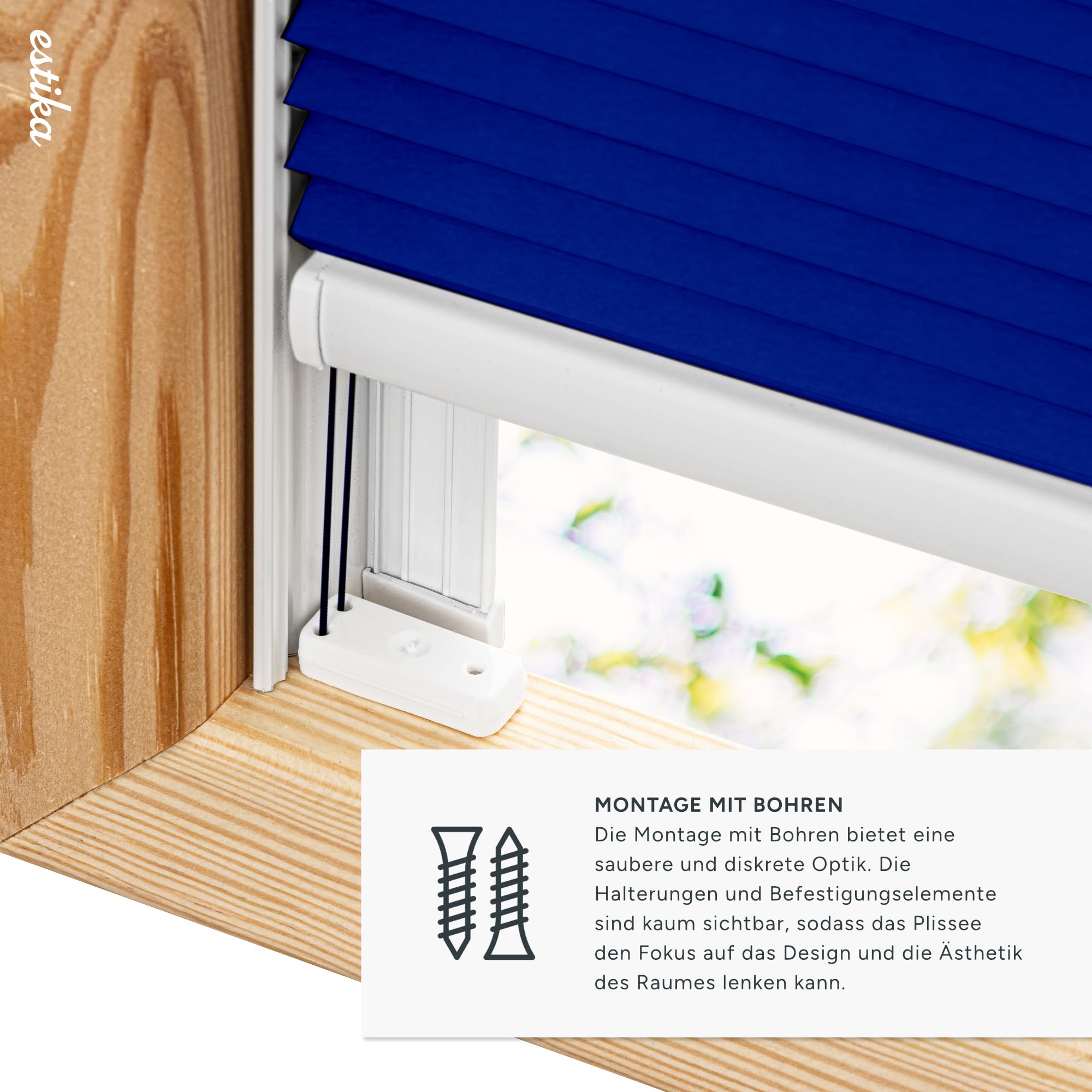 Estika Store plissé pour fenêtre de Toit avec perçage pour fenêtres Fakro - Modèle: 114/118 Couleur du Tissu: Blue Marine - Stores plissés pour fenêtres intérieures