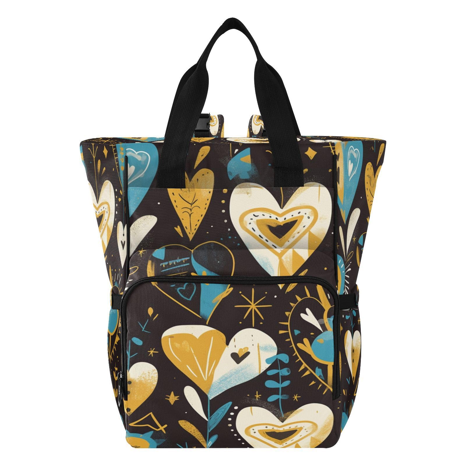 Corazones Azules Dorados Estrellas Bolsa de Pañales Mochila de Viaje Gran Capacidad Bolsas para Mamá Papá Mujeres Niñas