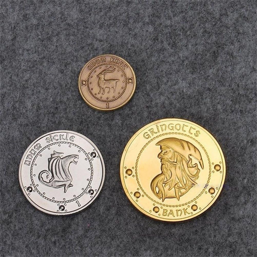 Faironly 3pcs Collection Badge Coin Figures Galleons Gringotts Bank Commemorative Coin Collecting Wizarding World Noble Copper Crafts Coin 3pcs