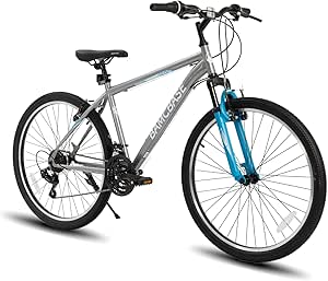 Hiland 26 27.5 Inch Mountain Bike, Mens Womens MTB with 21 Speeds, High-Tensile Steel Frame, V Brake, Hardtail Bicycle for Adults Gray