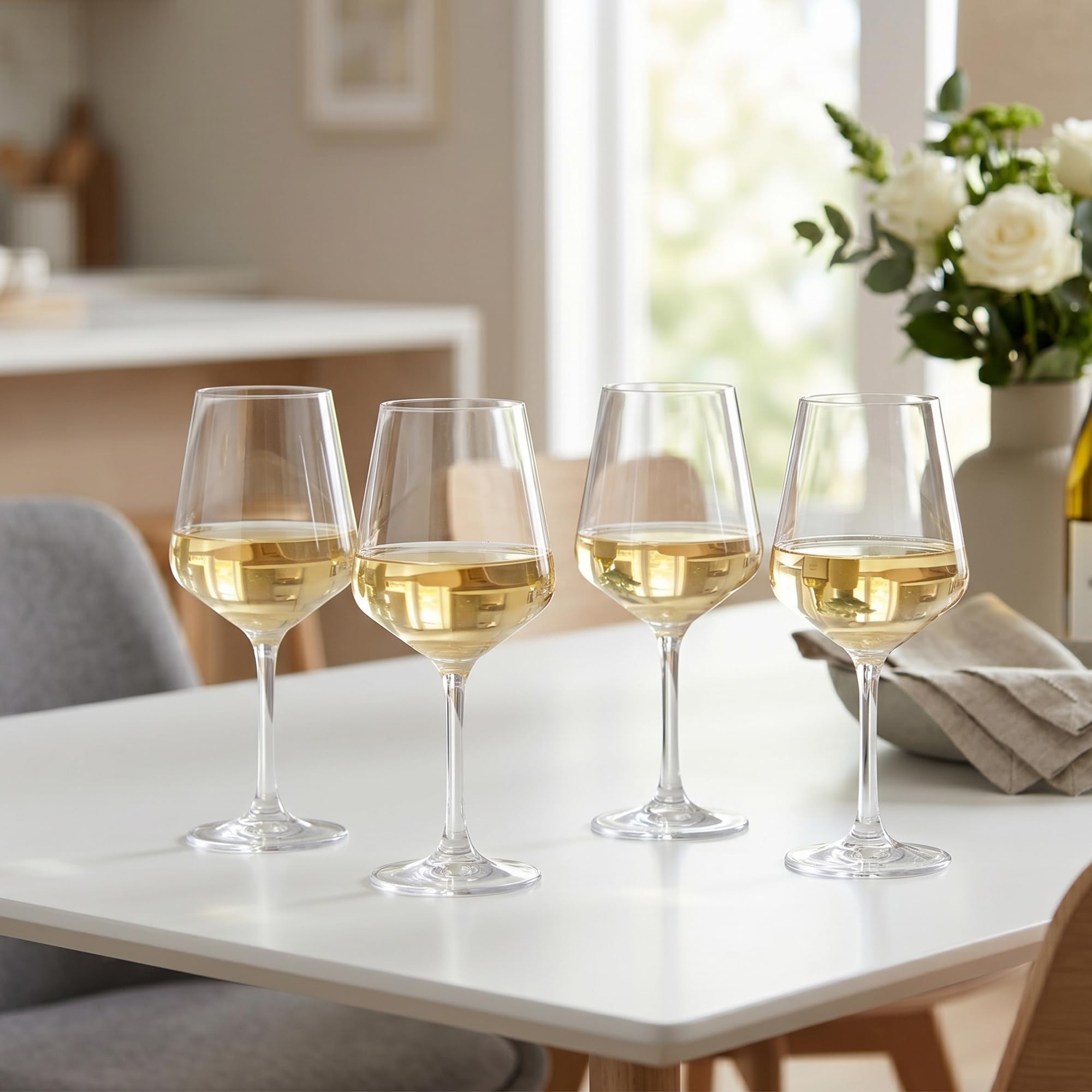 Amazing Abby - Sasha - Copas de vino Tritan irrompibles de 14 onzas (juego de 6), copas de vino de plástico, reutilizables, sin BPA, aptas para lavavajillas, perfectas para piscina, al aire libre,