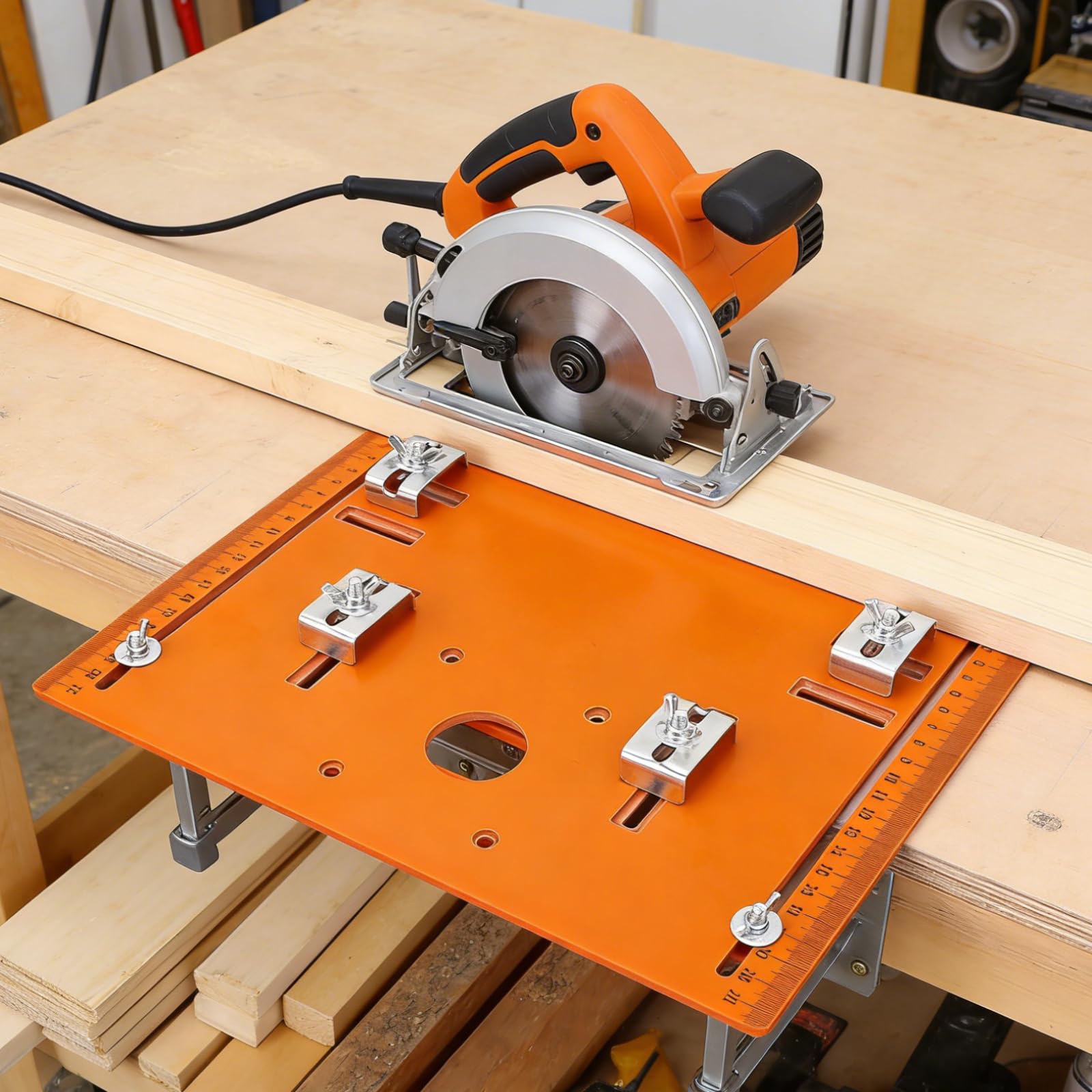 Placa base de sierra circular, placa de inserción de mesa para enrutador, placa base para carpintería, máquina cortadora, placa base portátil para diversas tareas