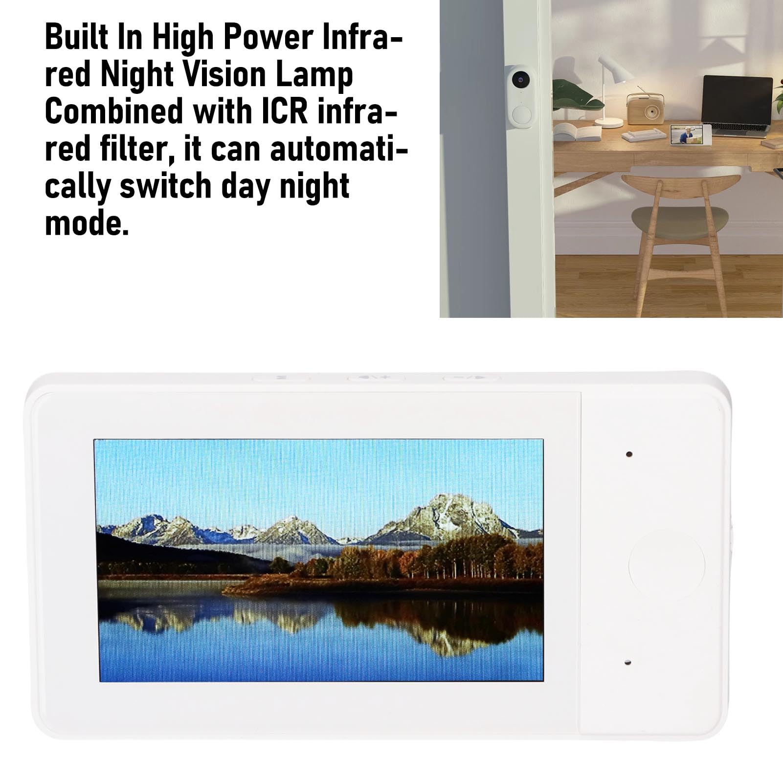 Sxhlseller de Videoportero Inalámbrico, Cámara de Timbre Visual con Lente Gran Angular de 8MP y 170 ° con Pantalla de 4,3 Pulgadas Modo Nocturno Voz Bidireccional, para Seguridad en el