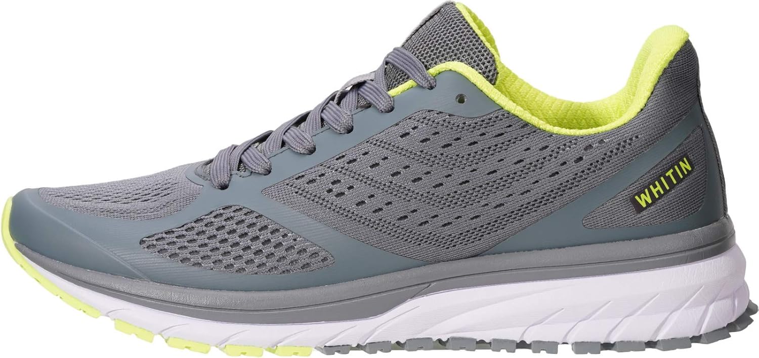 Joomra Whitin Men's Supportive Running Shoes Cushioned Athletic Sneakers 8 Grey Neon Green/Mesh