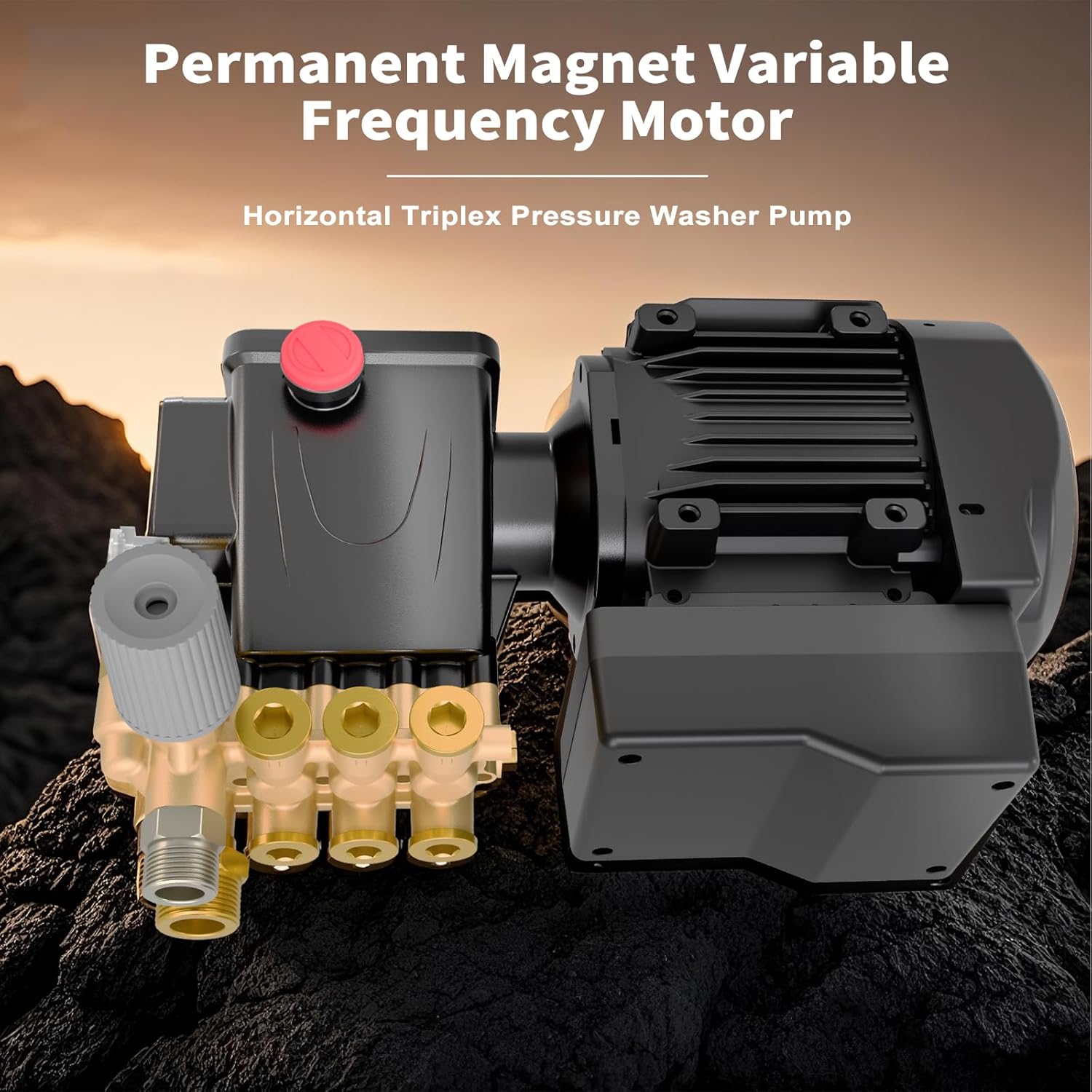 Yoking Pressure Washer, Max 150 bar, 12L/min, Power Washer for Cars, Driveways, Patios, Decks & Sidewalks, PM Inverter 3HP Motor,Horizontal Triplex Pump,60dB Quiet,with 7 Nozzles,Dual Wall/Floor Mount - Image 3