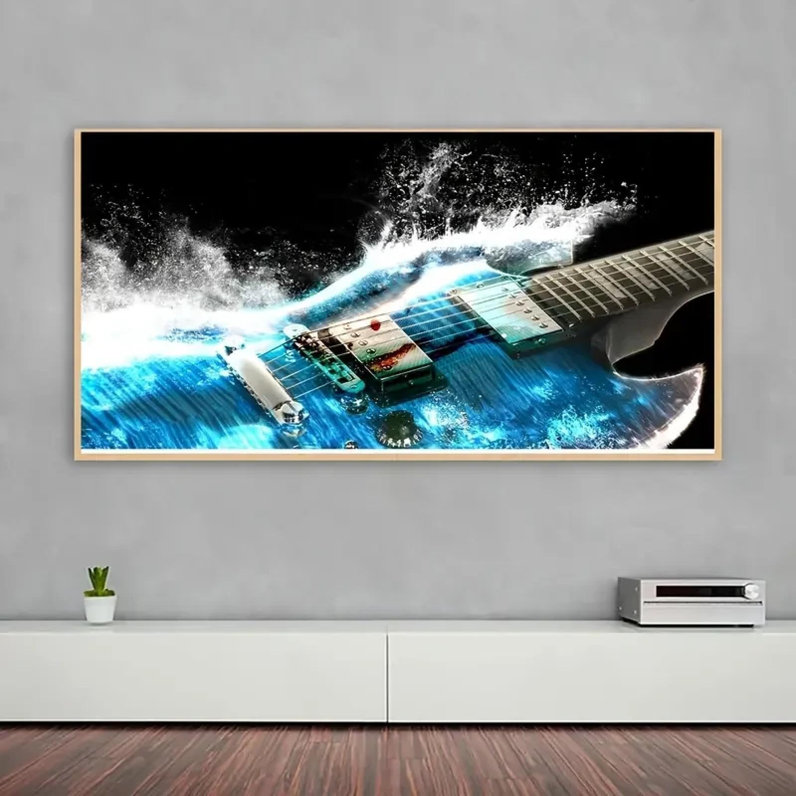 BMGKYAGL Stampa su tela a tema musicale Poster Strumento musicale Chitarra Dipinto su tela Arte murale Opera d'arte Parete 90x180cm Senza cornice
