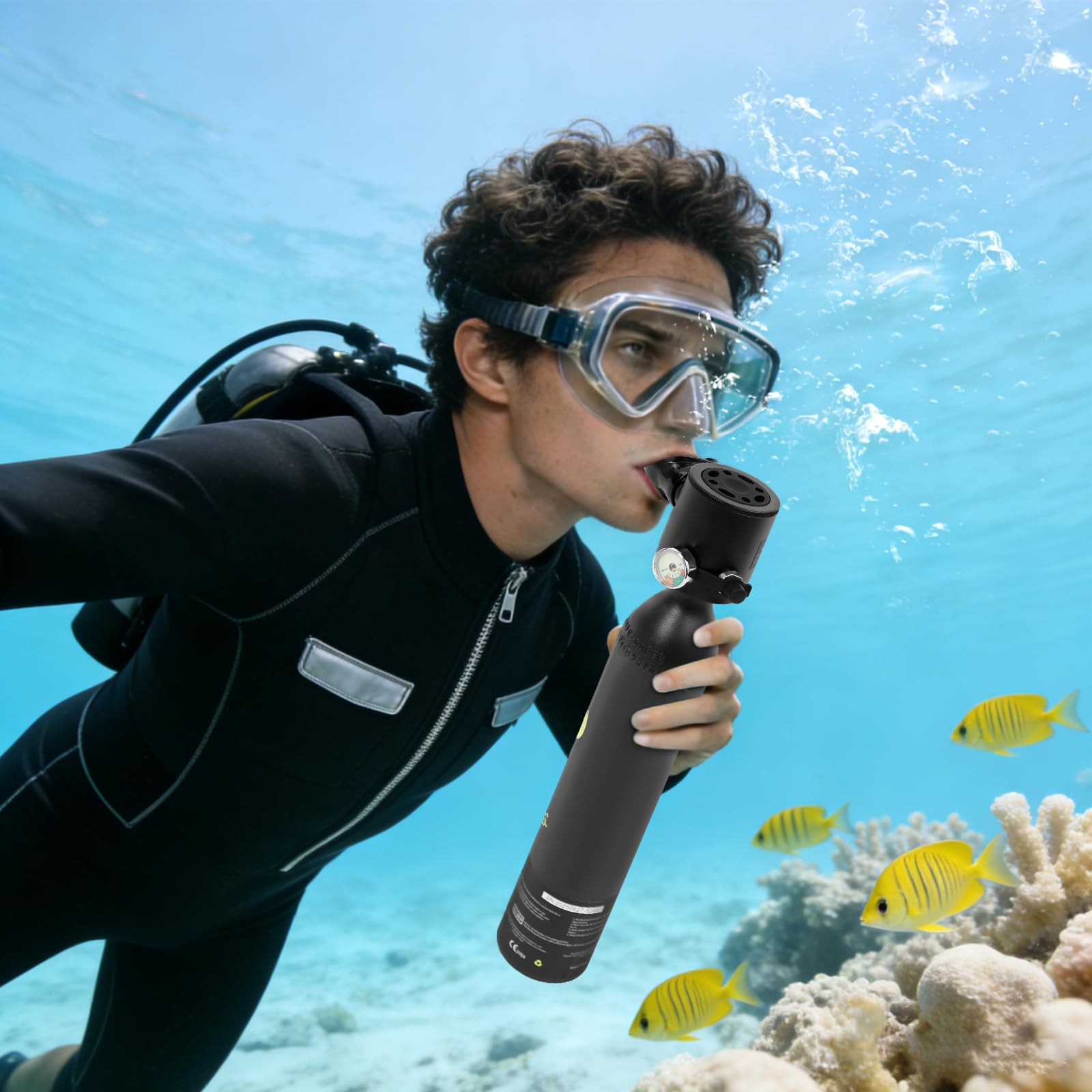 0.5L Mini Tauchflasche für das Tauchen im Flachen Wasser, Lung Tank Support 5-10 Min Unterwasseratmung Kleine Tauchzylinder für Tauchpraxis Oder Als Ersatzluftflasche