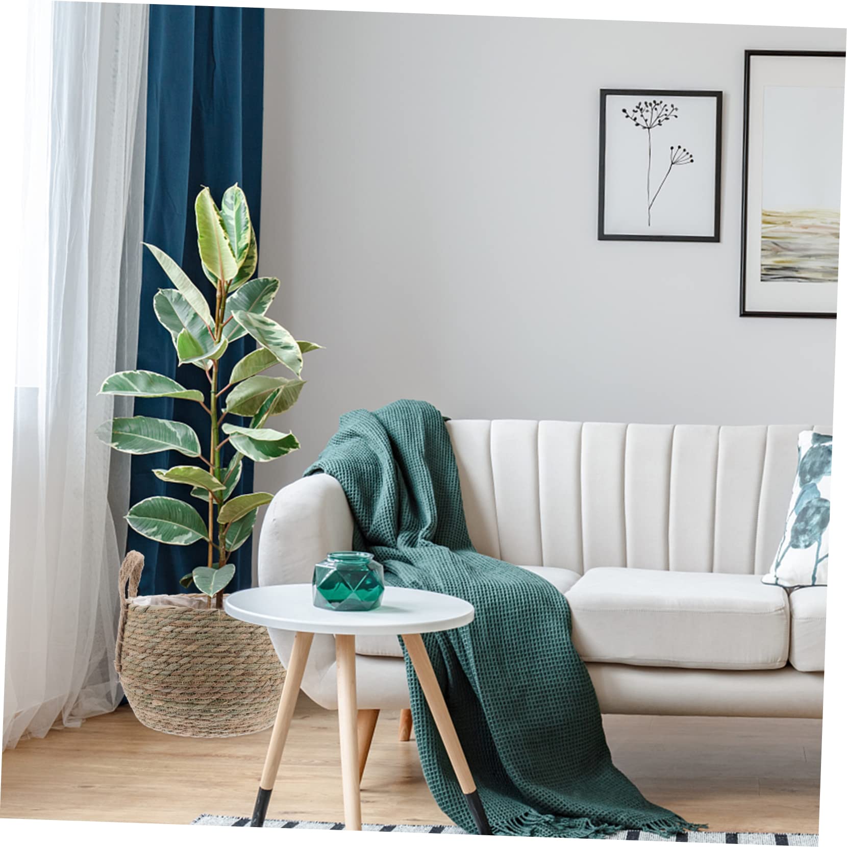 Gewebter Blumentopf aus Seegras Kreativer und Dekorativer Aufbewahrungskorb Handgefertigt 24cm Durchmesser für Indoor Pflanzen und Sukkulenten