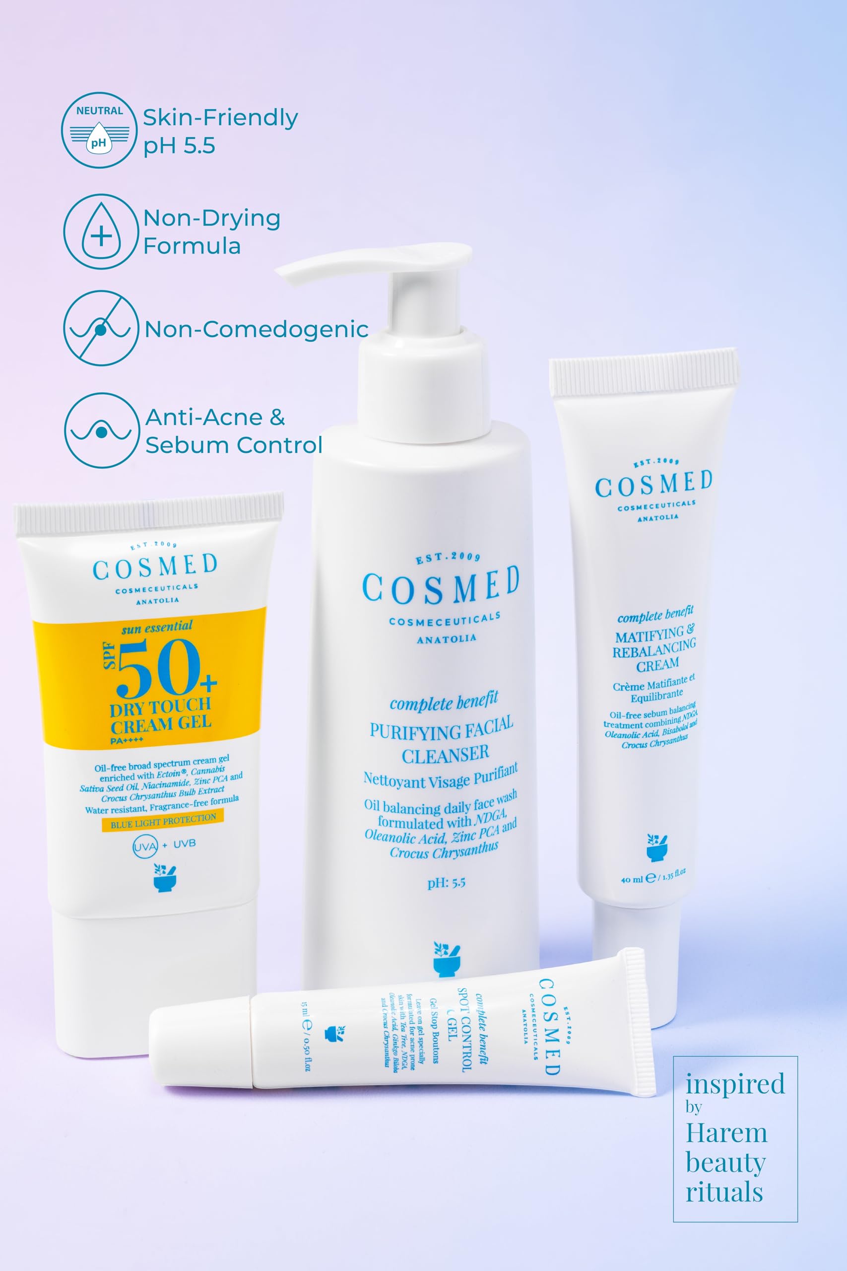 Cosmed Yağlı ve Akne Eğilimli Ciltlere Özel Arındırıcı Yüz Temizleme Jeli ph 5.5 400 ml