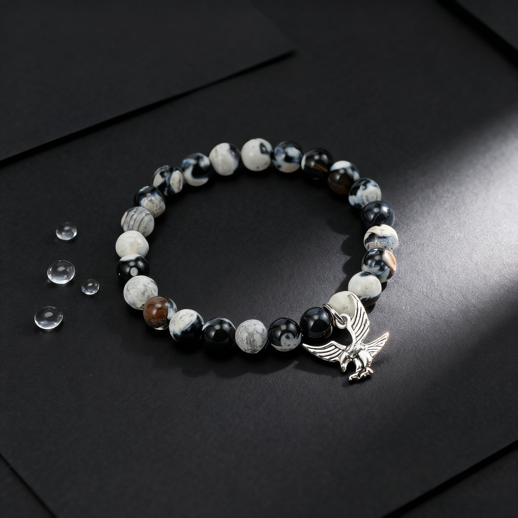 LIUANAN Eagle Scout Gifts, Natural Stone Beaded Bracelets for Men and Women, Bald Eagles Jewelry, Bird Lover Gifts, Friendship Bracelet