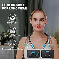 Vista 5 de LUXJET Luz de lectura de cuello y luz de libro para leer en la cama, manos libres, 6 niveles de brillo, brazos flexibles de 360°, recargable de 80