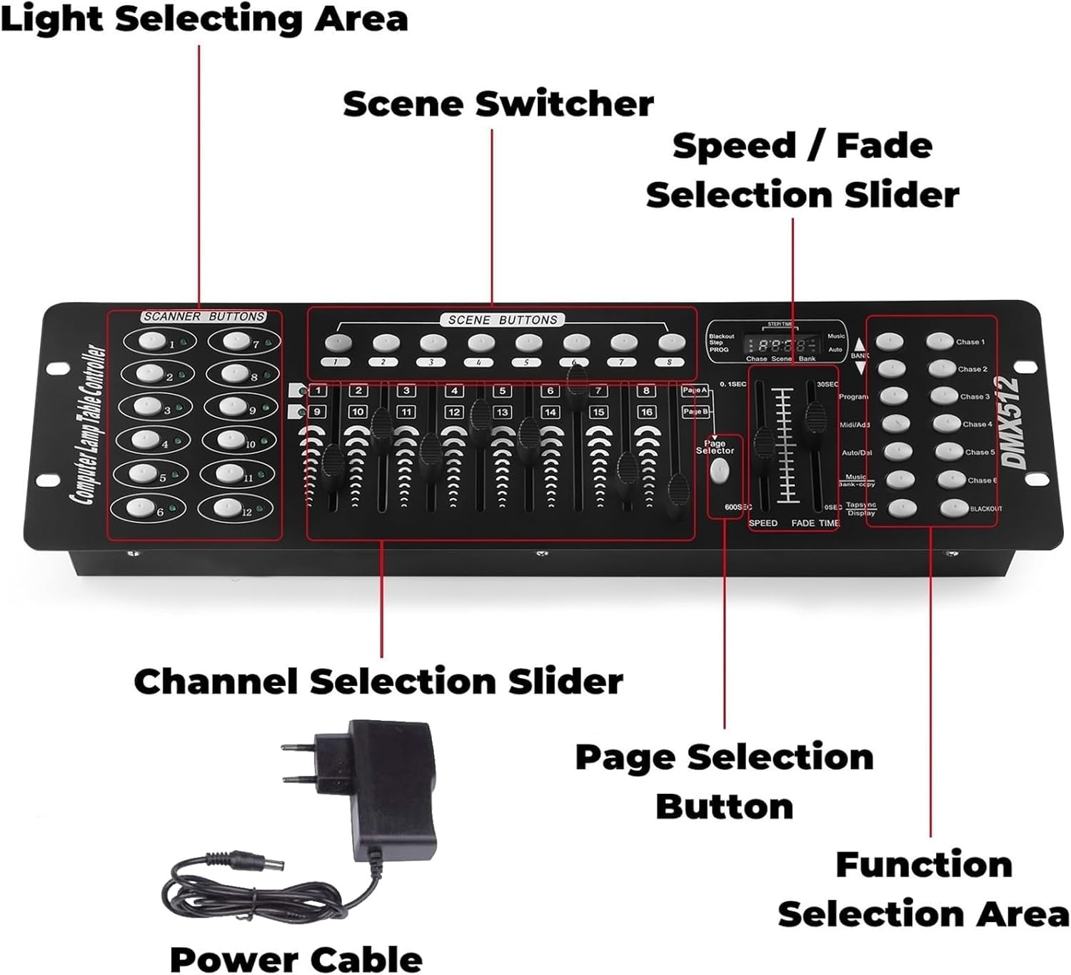 UKing DMX512 Console Controllo Luci Fascio per Luci Effetti Controller Party DJ Disco Operator Equipment