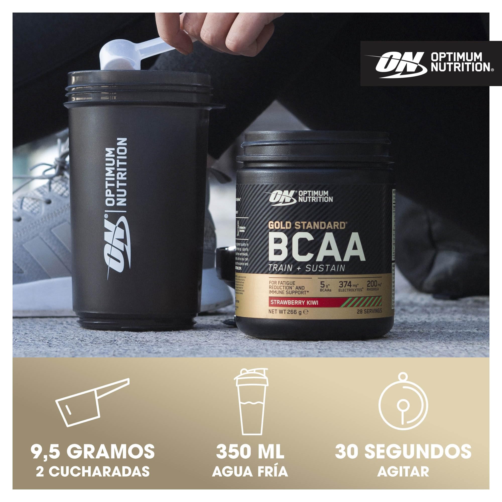 Optimum Nutrition Gold Standard BCAA en Polvo, Sabor Frambuesa y Granada, 266g, 28 Servicios
