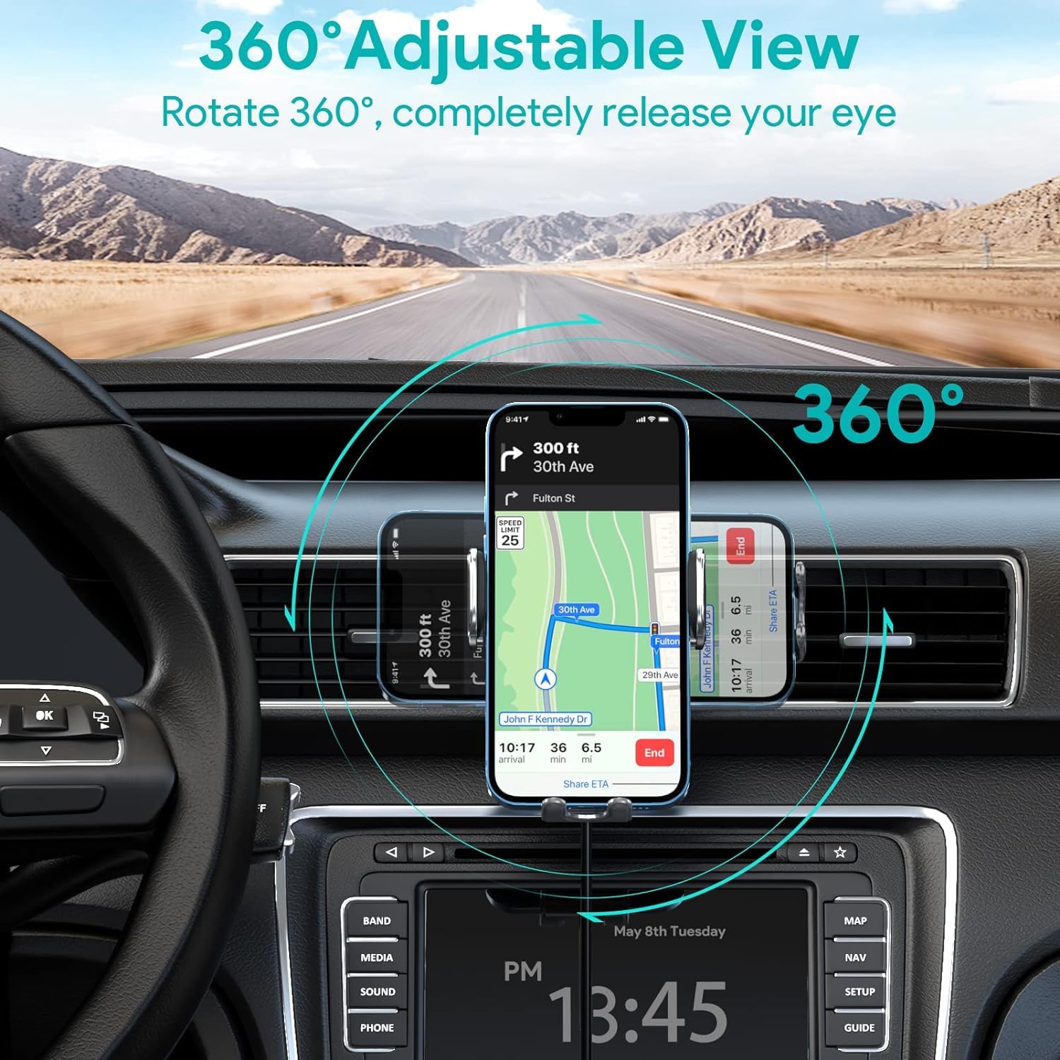 Hinyx Kabelloses Auto Ladegerät, Auto Handyhalterung Mit Ladefunktion Automatischer Induktion, Qi 15W Fast Wireless Charger Auto für iPhone 12 Pro Max/XS/11/X/8,Samsung S20/Note10,Huawei LG usw