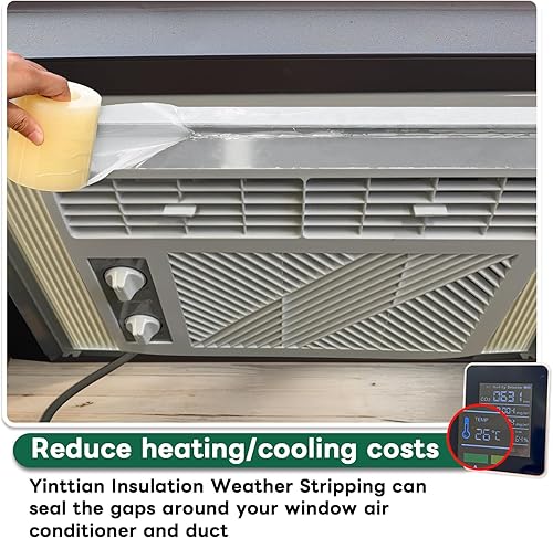 Miniatura 4 de Cinta de sellado de ventana, aislamiento de CA para ventana, sello de aire acondicionado alrededor del marco, 3 pulgadas x 65.5 pies, bloqueador