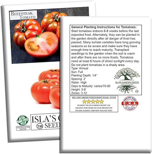 Miniatura 7 de Semillas de tomate Beefsteak (Solanum lycopersicum) – Más de 300 semillas sin OMG y reliquias, tomates grandes y jugosos para rebanar, perfectas