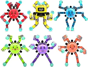 Transformable Fidget Spinners Toys for Adults Anxiety,6 PCS Sensory Toy for Teens and Kids ADHD Autism Stress,Cool Fingertip Gyros Party Favors Gift for Boy Girls Birthdays Stocking Stuffers