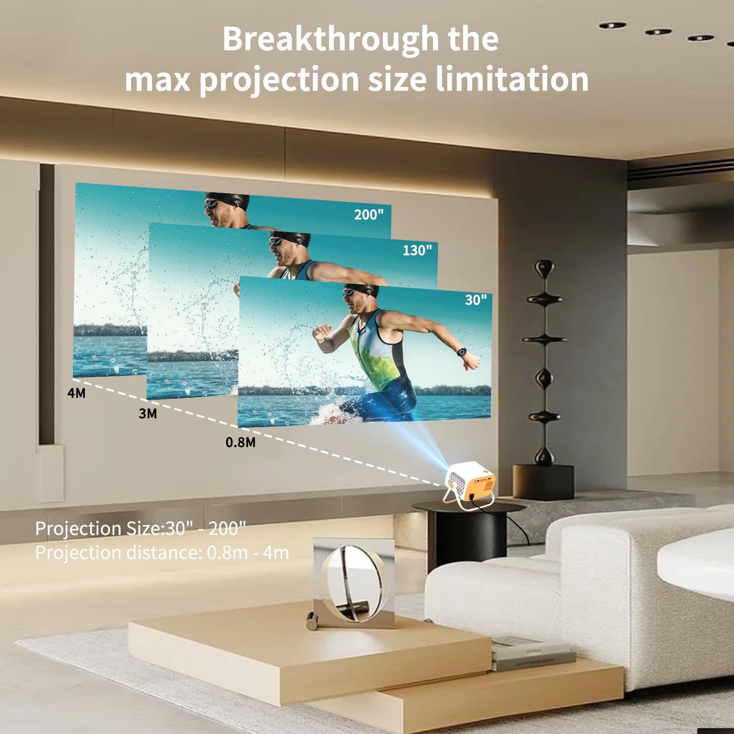 BRILLAR Proiettore Android 13 Portatile 4K - 300 ANSI, WiFi Dual-Band, Netflix Preinstallato