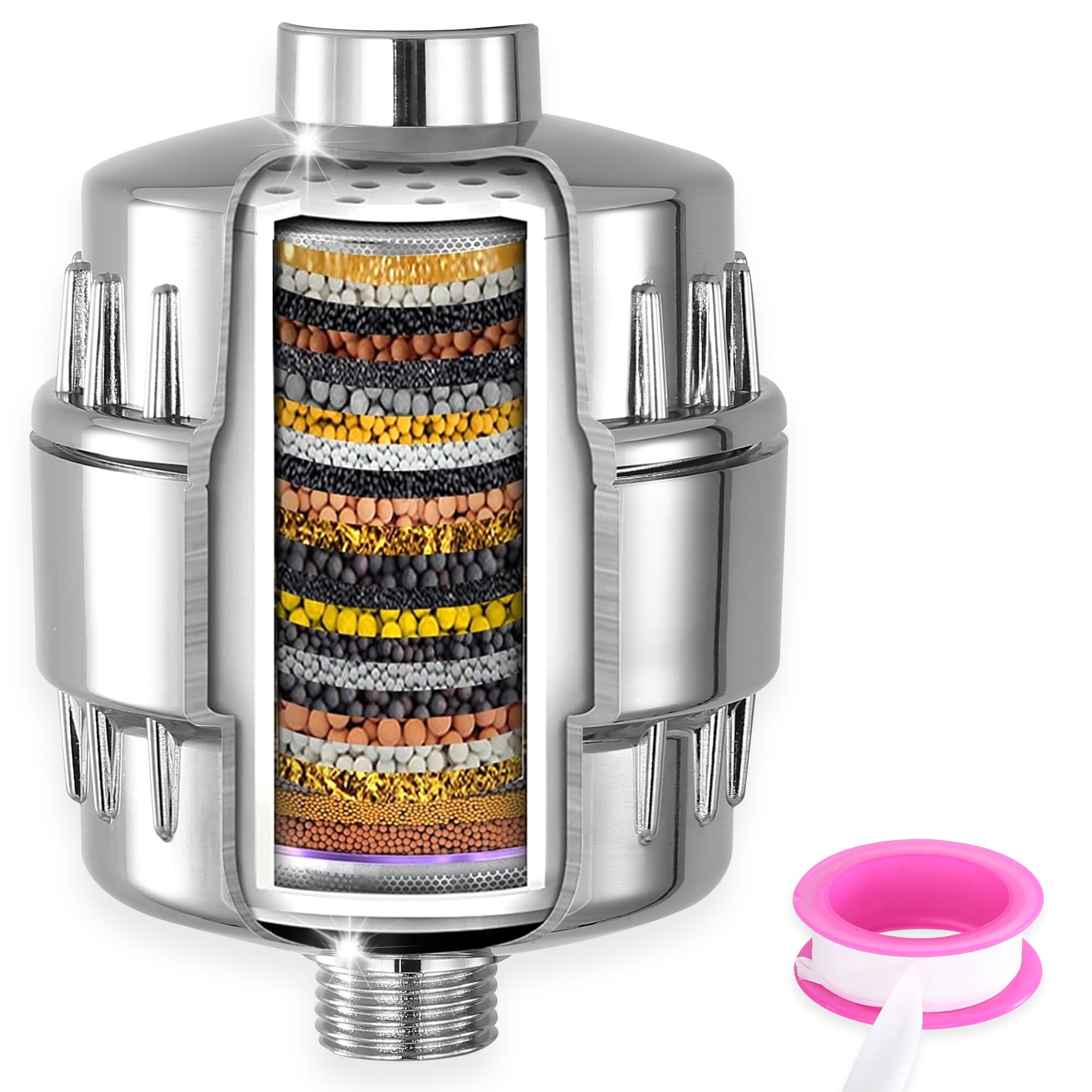 CRESZZLE Ultimate 22-Stage Shower Filter with Vitamin C - Hard Water Filter Shower Head - Multi-Stage Water Softener Shower Head Filter with Replaceable Cartridge to Remove Chlorine and Heavy Metals