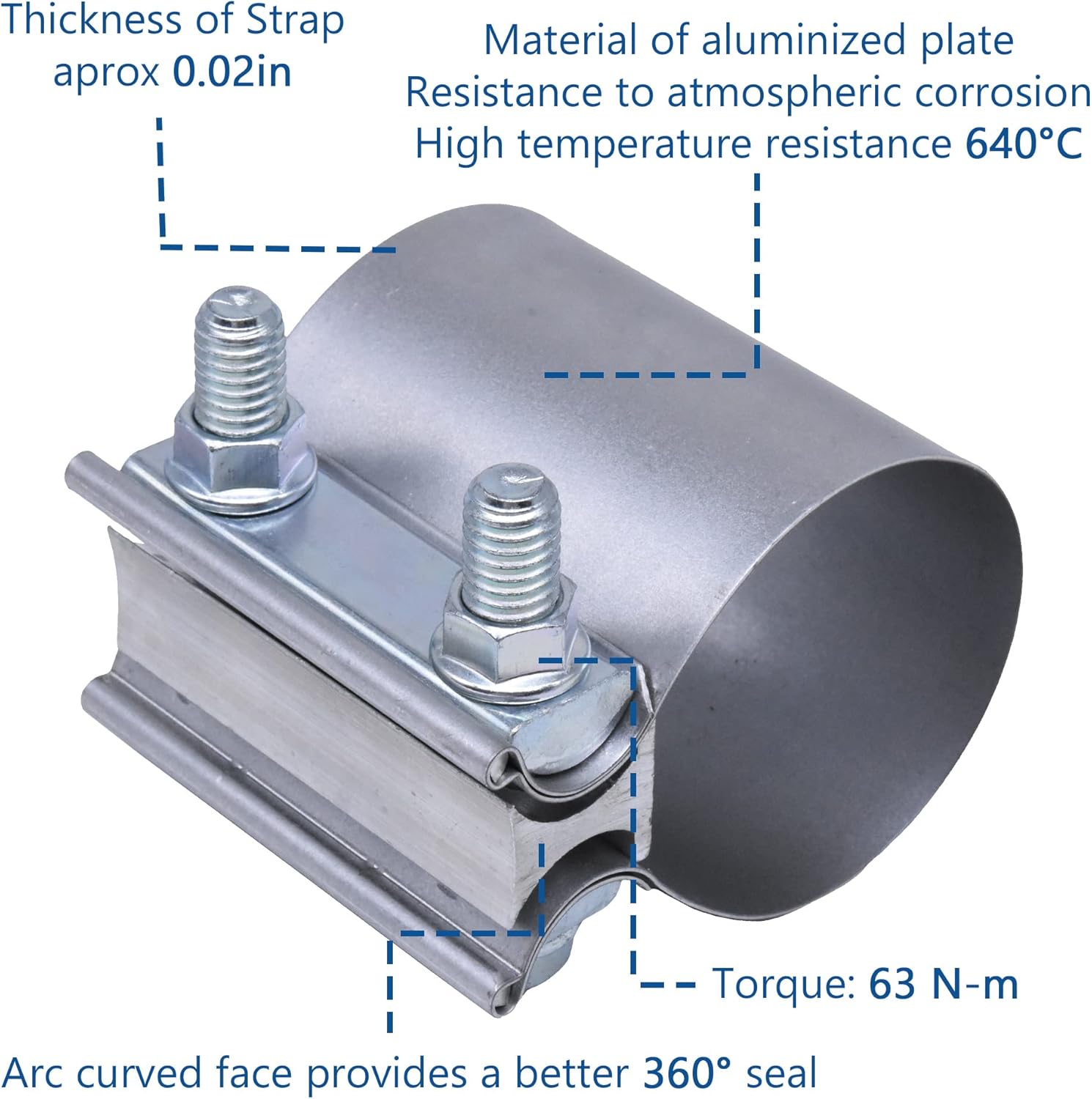 Exhaust Pipe Clamp 3.0 Inch Butt Joint Exhaust Clamp for 3'' OD Pipe with Seal Band Clamp Sleeve 3 Inch Width Aluminized Steel Plate (4PCS)