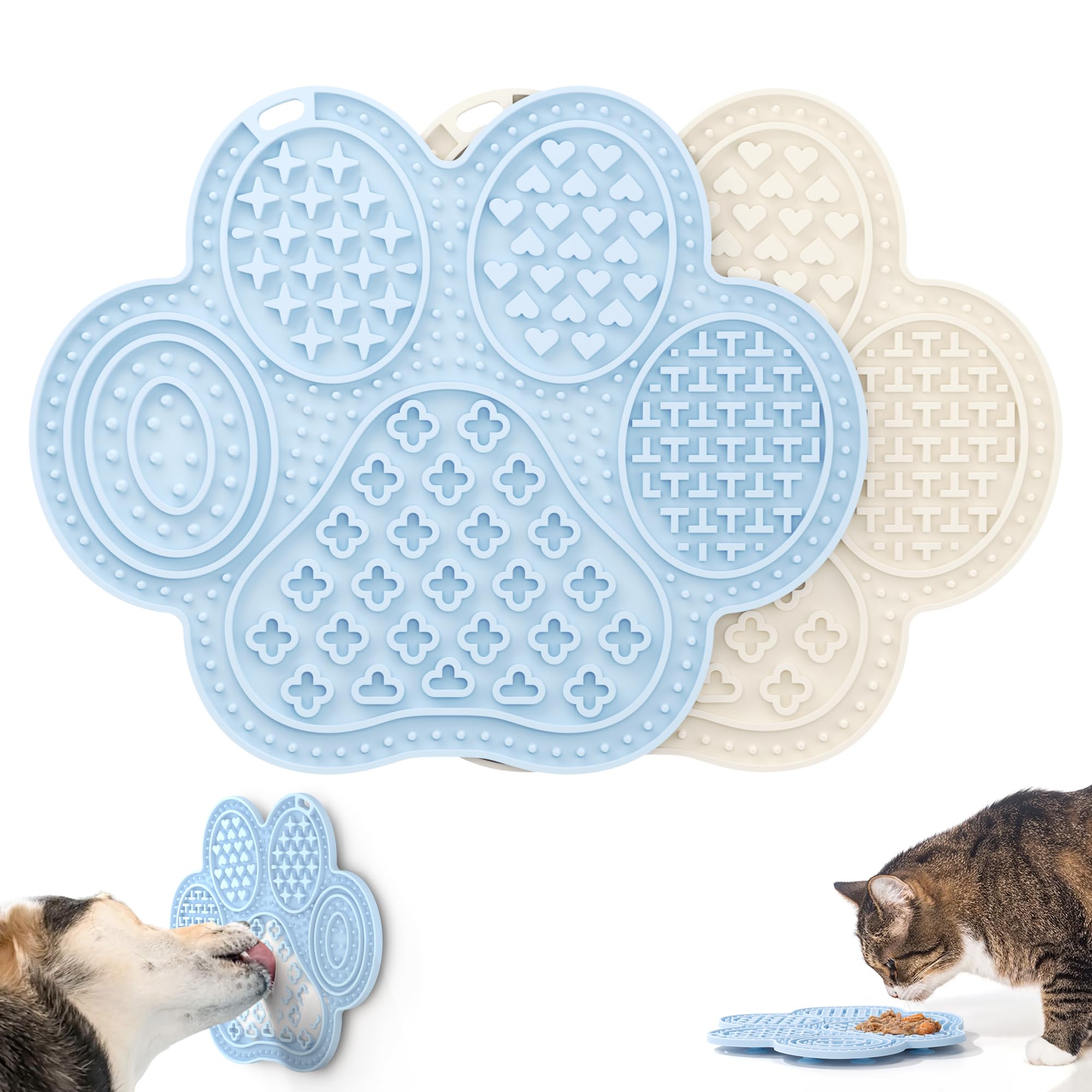 Li&Zhao Leckmatte für Hunde – 2 Stück Hunde-Leckmatten mit Saugnäpfen, Katzen-Leckmatte, Welpen-Leckmatte für Katzen, Hunde, langsames Füttern, Anreicherung von Spielzeug, für Joghurt, Erdnussbutter,