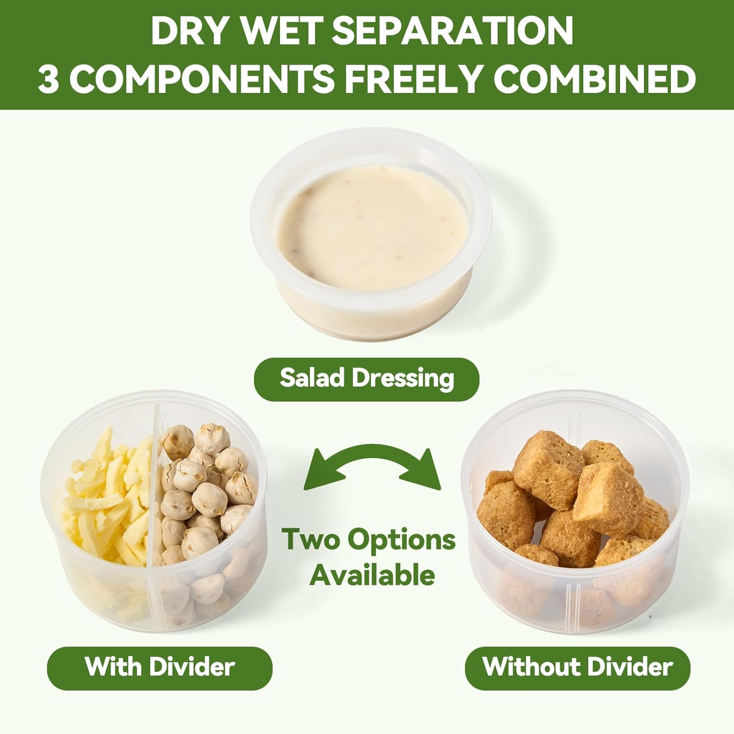 4 Pack Glass Salad Mason Jars with Dressing Cup and Spork, 32 oz Mason Jars Salad Container with Lids Meal Prep for Lunch, 2 Insert Separate Cups with Divider for Dressing & Dry Ingredients - Image 2