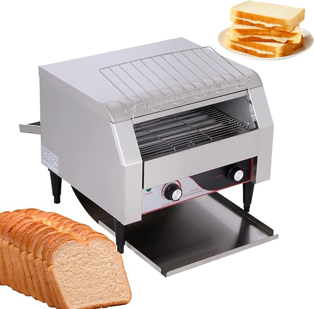 Electric Conveyor Toaster | Commercial Conveyor Toaster Countertop Toasting Machine | 2240W Toasts 450 Slices an Hour | Suitable for Home Restaurant Cafe Shops | Stainless Steel