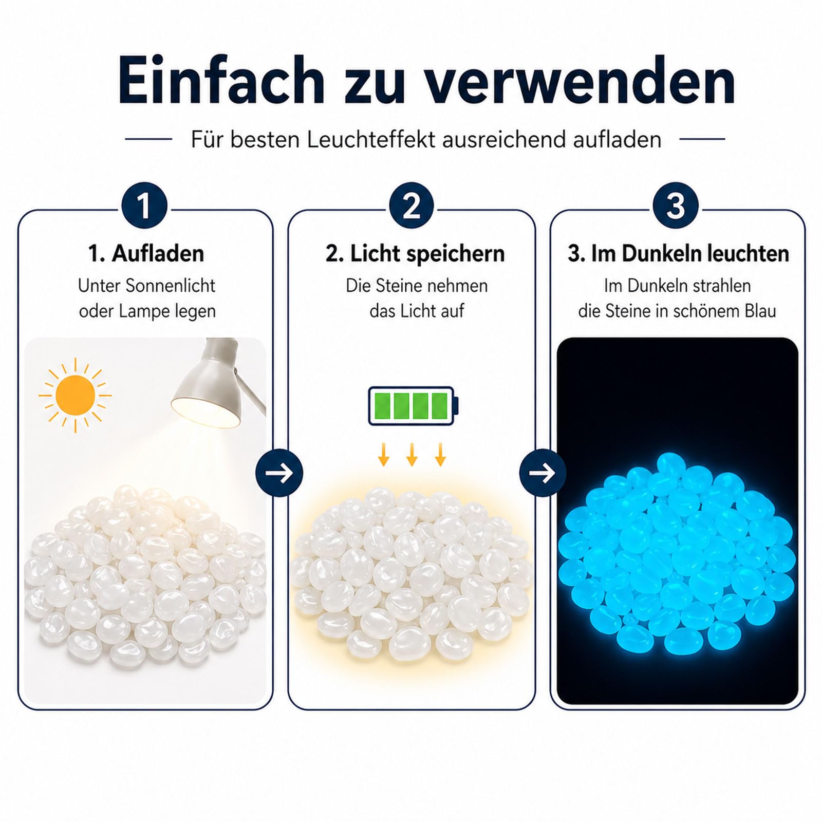 MOGADEE® 300 piedras luminosas blancas, 2-3 cm