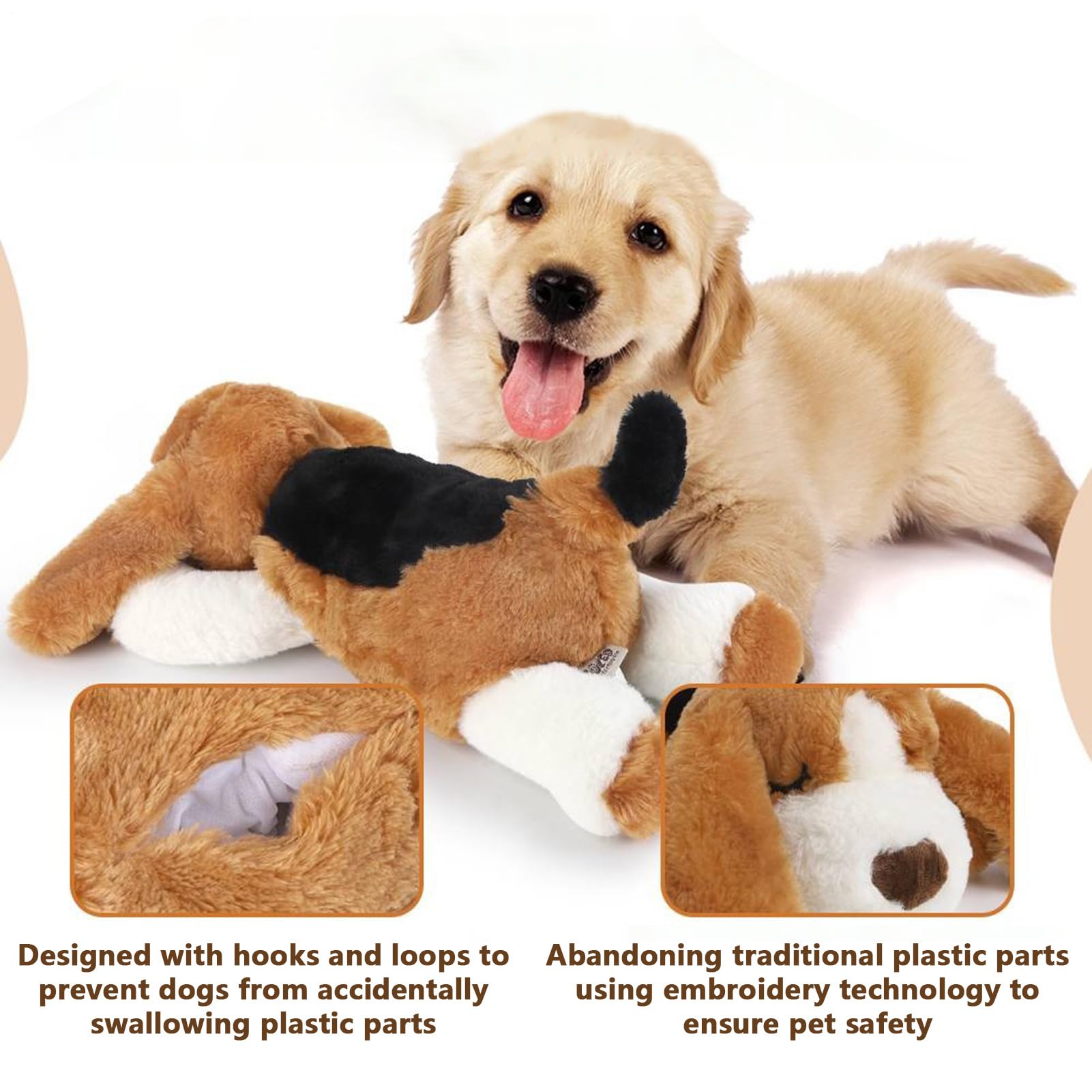 Jouet Cœur Battant Chien Confort Doux apaisant mâcher Dentition Calme