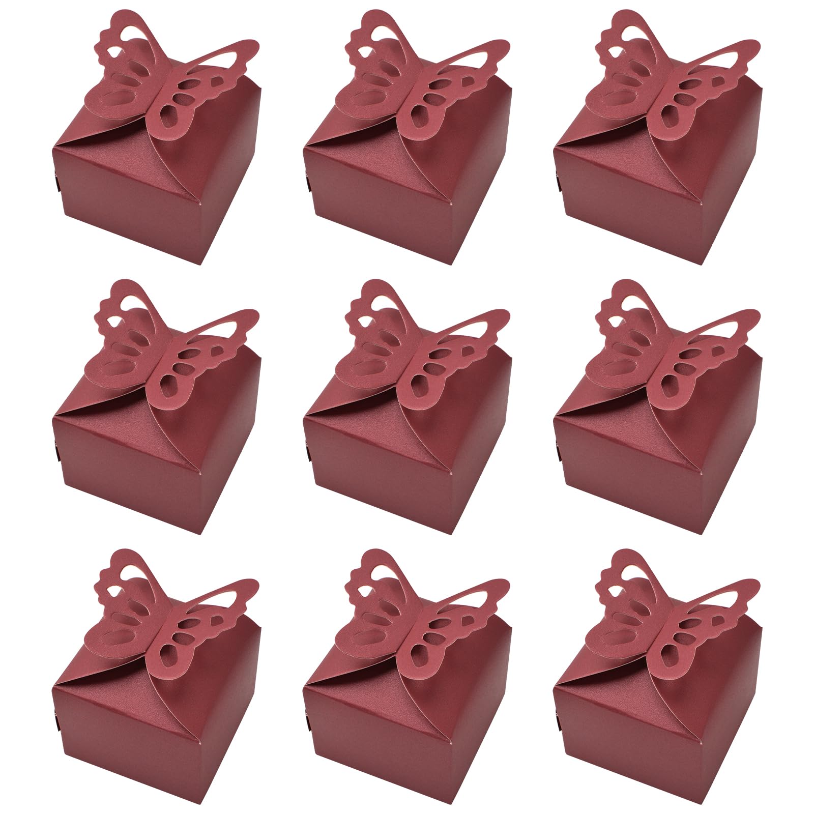 MOROBOR Butterfly Candy Boxes, 50PCS Red Butterfly Party Wedding Favour Boxes Decoration Sweets Boxes Party Gift Boxes for Wedding, Birthday, Baby Shower, Christmas, Party