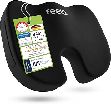 feela.® Orthopedic seat cushion [3 degrees of hardness] TEST WINNER – Ergonomic seat cushion for office chair & car – Pain-relieving coccyx relieving seating comfort & promoting blood circulation (soft)