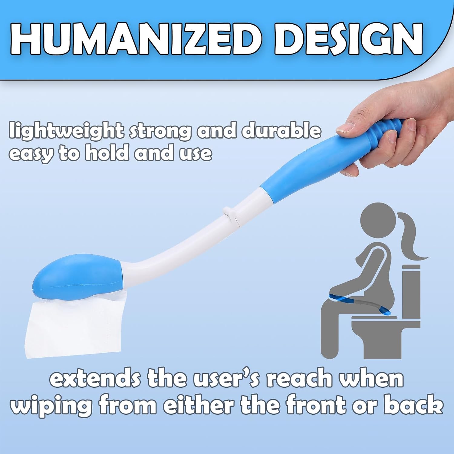 Comfort Wipe, Tissue Aids for Wiping, Comfort Wiper, Foldable Comfort Wiper Toilet Paper Tissue Grip Toilet Tissue Aids Tools for Elderly Pregnant Women (Blue 2)