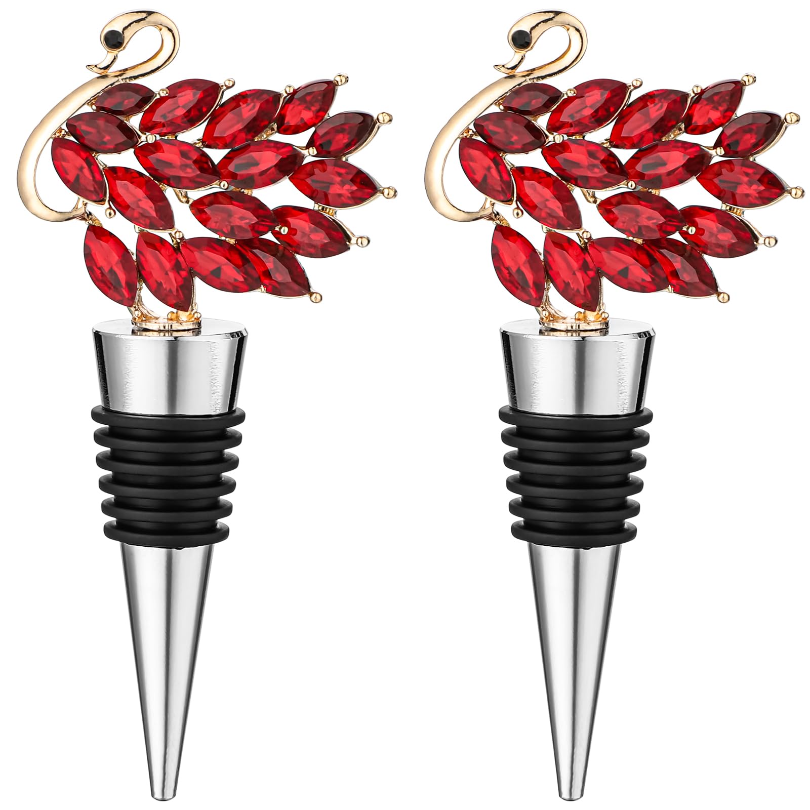 Swan Lot de 2 bouchons de bouteille de vin réutilisables pour boissons (2, rouge)